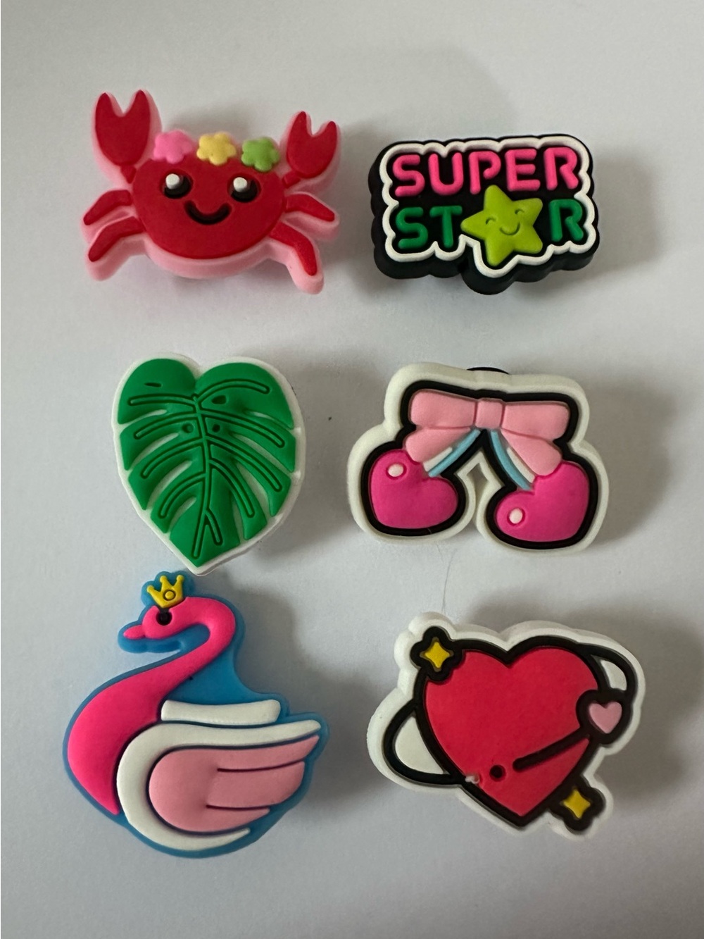 Vibrant Pink🩷, Red❤️ and Green💚 Croc Charm Set